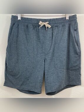Right of Way Drawstring Shorts Size M Heather Blue Gray Zip Pocket NWT